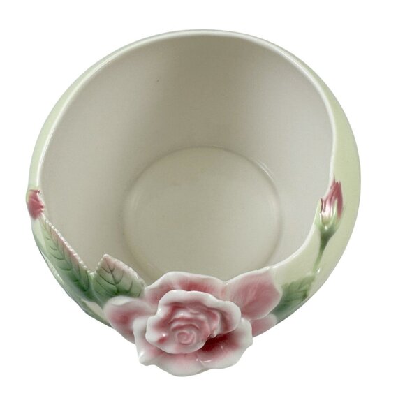Franz Collection Porcelain Pink Garden Rose Bowl Candleholder Roses FZ00242 - Picture 7 of 9